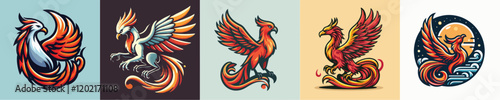 Vector collection of mythological animals eagles