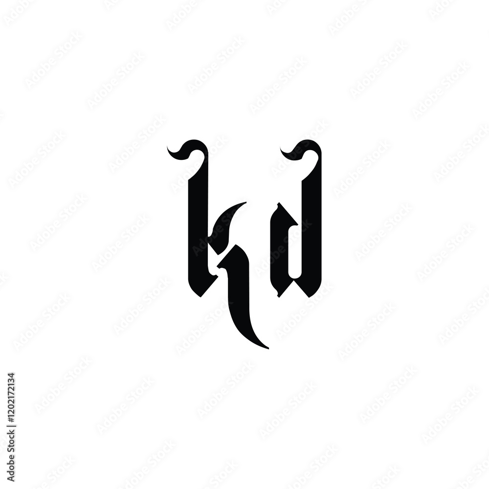 Obraz premium KD monogram logo design letter text name symbol monochrome logotype alphabet character simple logo