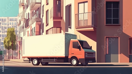 delivery services flat design side view modern city theme animation Triadic Color Scheme 