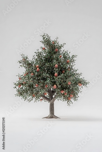 A healthy fig tree with wide, leafy branches and a sturdy trunk, centered on a plain white background