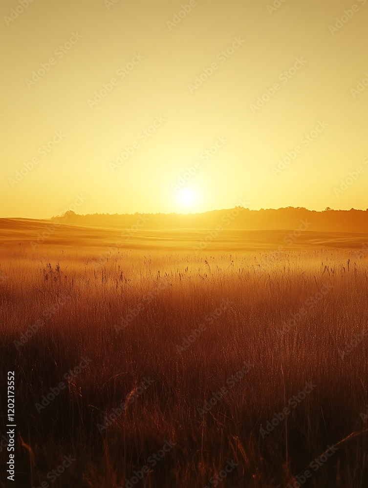 Golden sunset over vast wheat field. Golden sunset over vast wheat field.