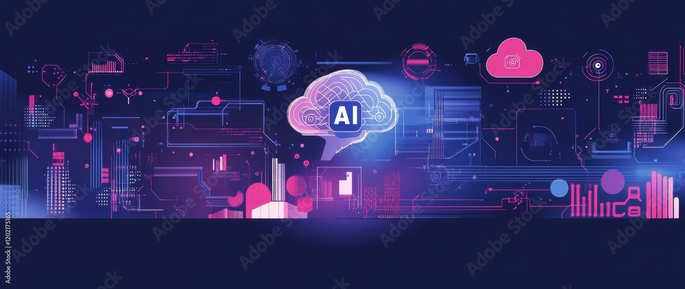 Obraz premium AI technology background with text 