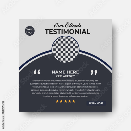 Client testimonial vector design template or customer feedback social media post web banner design template set and client review.