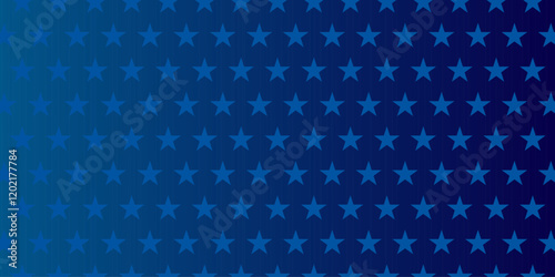 Star pattern on blue gradient background. America 4th of July Memorial or Independence day. Vector illustration.