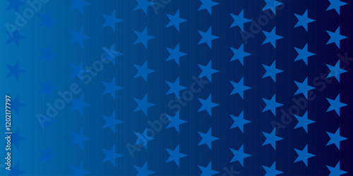 Star pattern on blue gradient background. America 4th of July Memorial or Independence day. Vector illustration.