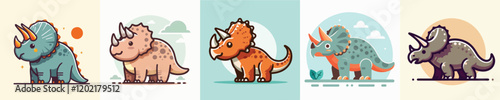 Triceratops vector set