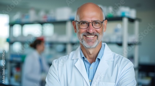 Portrait of an Experienced Senior Scientist with Glasses