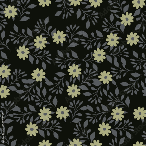 Cute hand drawn floral seamless pattern background