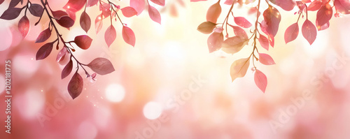 Wallpaper Mural Soft pink leaves against dreamy background create romantic atmosphere, perfect for various design projects. gentle hues and bokeh effect evoke sense of tranquility and beauty Torontodigital.ca