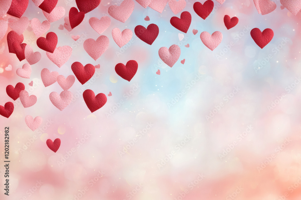 Colorful hearts floating in dreamy background create romantic atmosphere, perfect for expressing love and affection. Ideal for Valentine Day or special occasions Colorful hearts floating in dreamy background create romantic atmosphere, perfect for expressing love and affection. Ideal for Valentine Day or special occasions