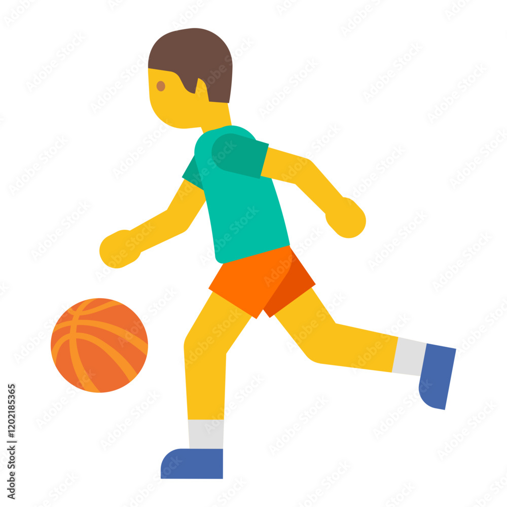 Cartoon Person Playing Basketball Illustration, Minimalistic Clipart Isolated on White Background Cartoon Person Playing Basketball Illustration, Minimalistic Clipart Isolated on White Background