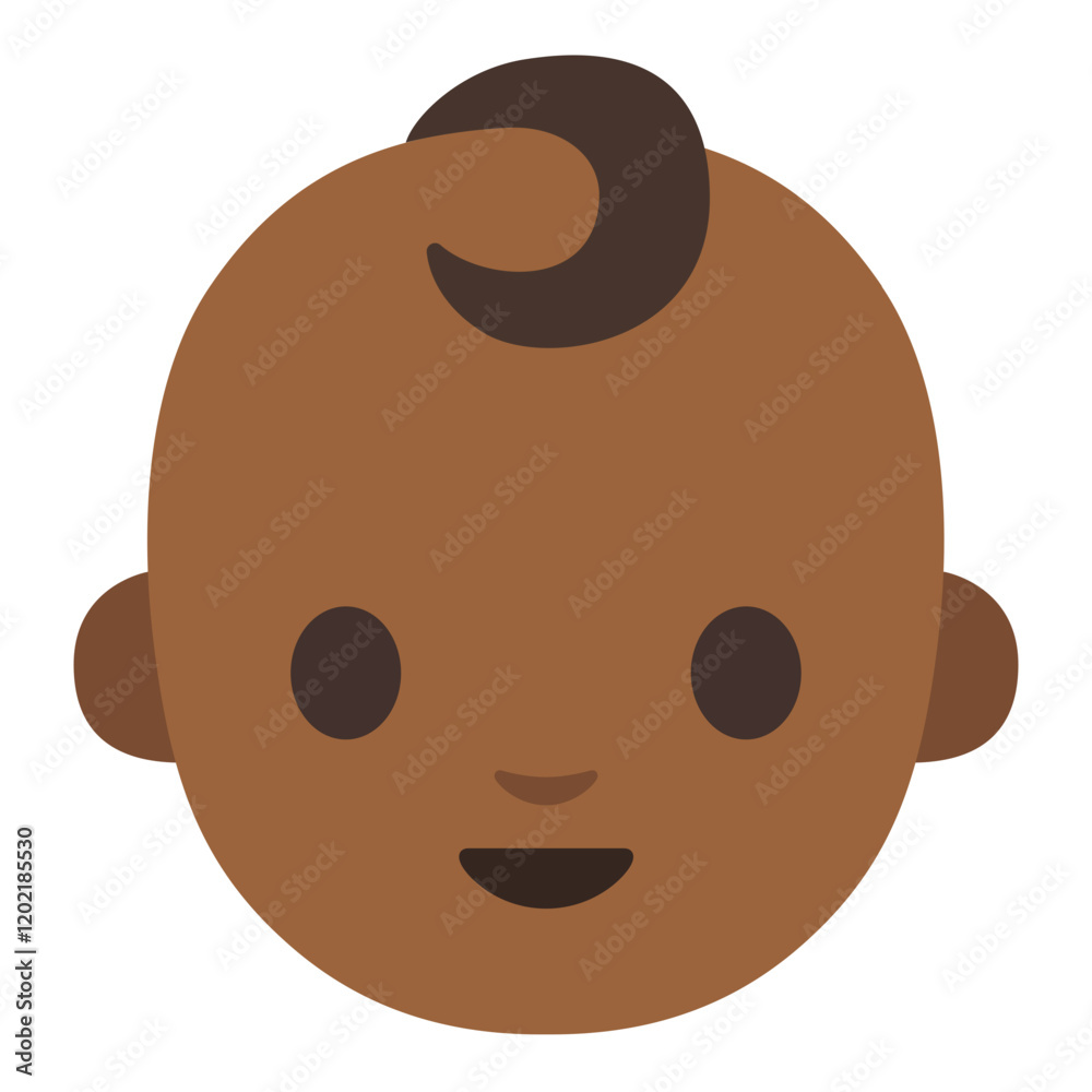 Fototapeta premium Minimalistic Baby Face Cartoon Illustration, Cute Clipart Isolated on White Background