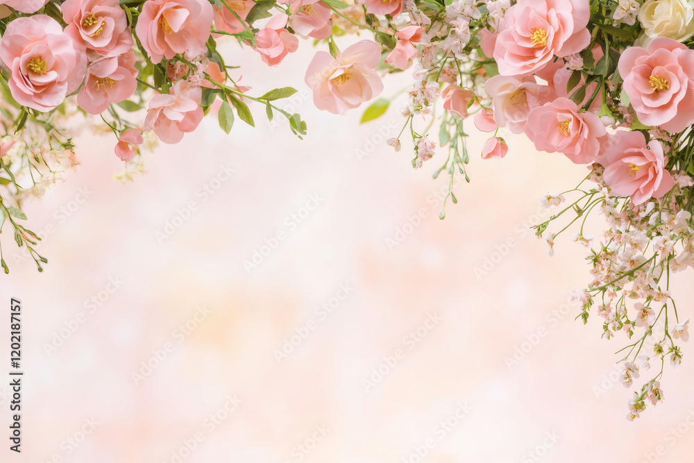 Beautiful pink flowers create romantic and soft background, perfect for celebrations or special occasions. delicate arrangement adds touch of elegance and charm Beautiful pink flowers create romantic and soft background, perfect for celebrations or special occasions. delicate arrangement adds touch of elegance and charm