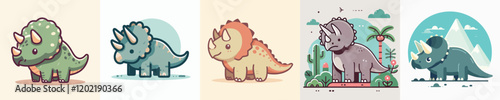 Triceratops vector collection