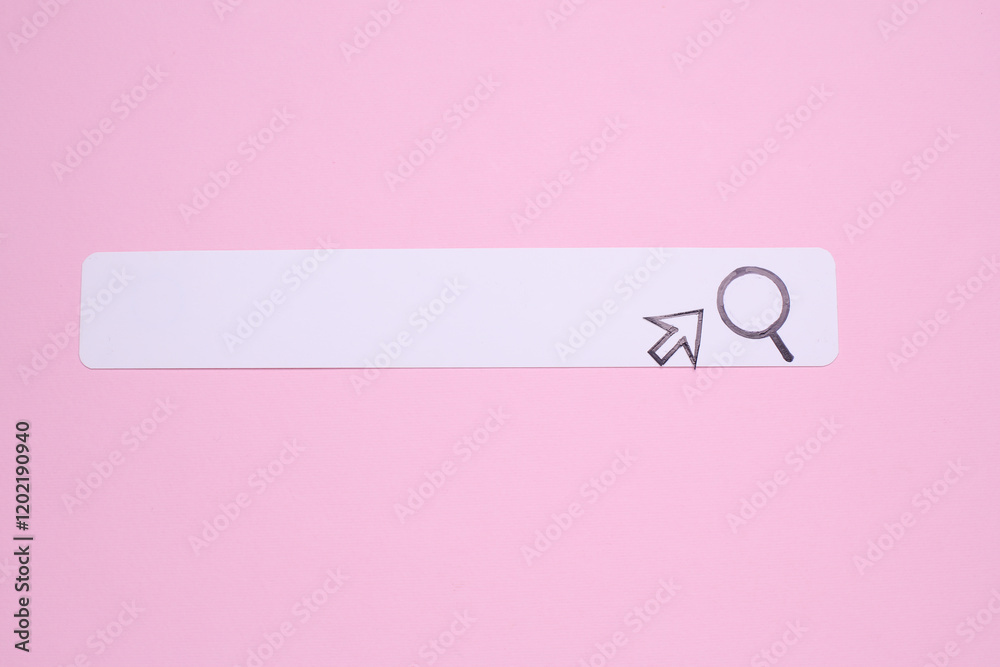 papers browser search bar with magnifying glass icon and cursor on pink background papers browser search bar with magnifying glass icon and cursor on pink background