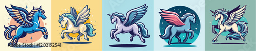 Pegasus mythological animal vector collection