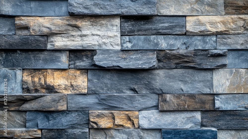 Textured stone wall background with a variety of slate and granite stones arranged in a modern pattern Copy Space Textured stone wall background with a variety of slate and granite stones arranged in a modern pattern Copy Space
