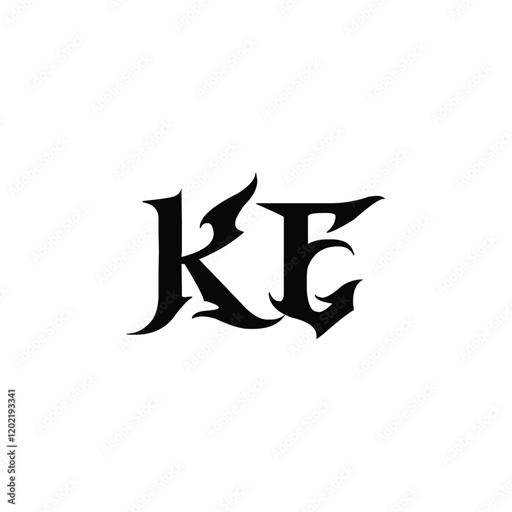 Fototapeta premium KE monogram logo design letter text name symbol monochrome logotype alphabet character simple logo