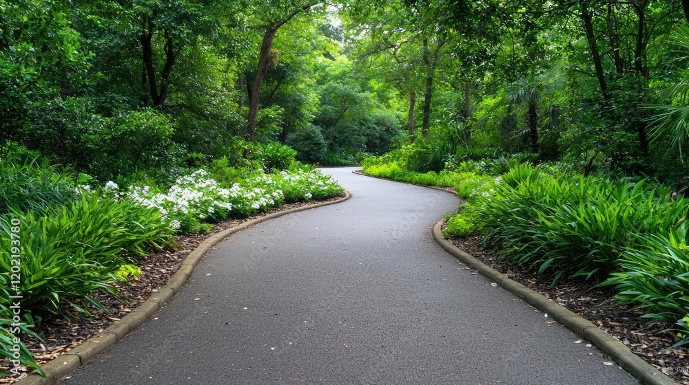 Obraz premium Winding path through lush botanical garden