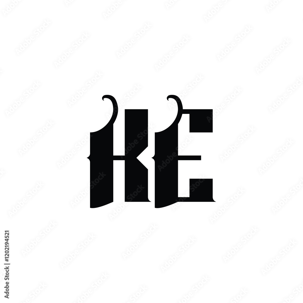 Obraz premium KE monogram logo design letter text name symbol monochrome logotype alphabet character simple logo