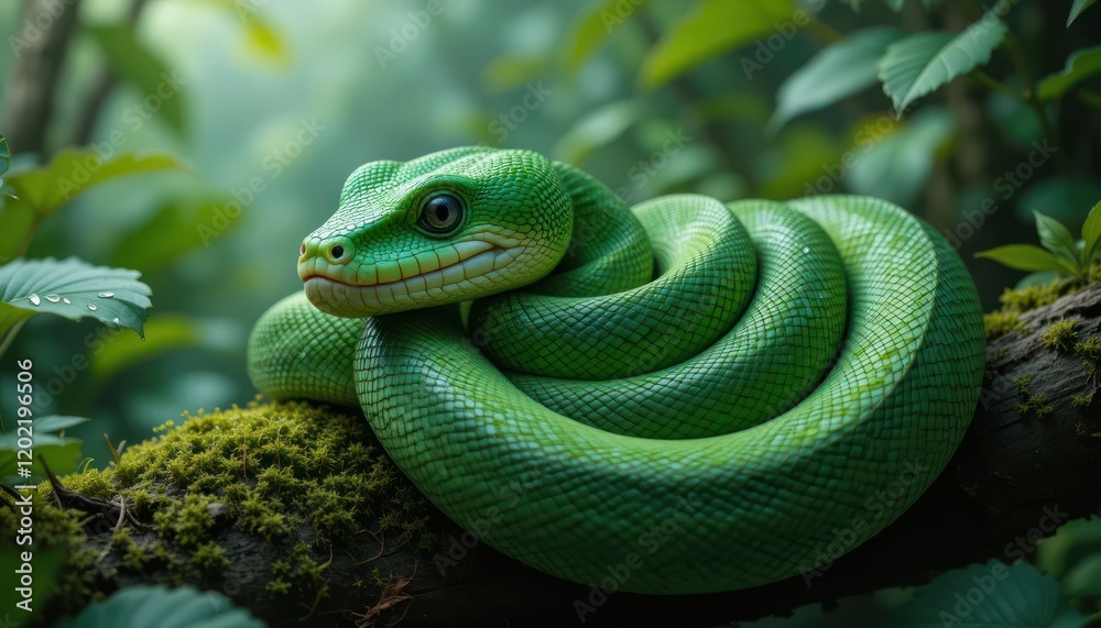 Fototapeta premium green snake in the garden