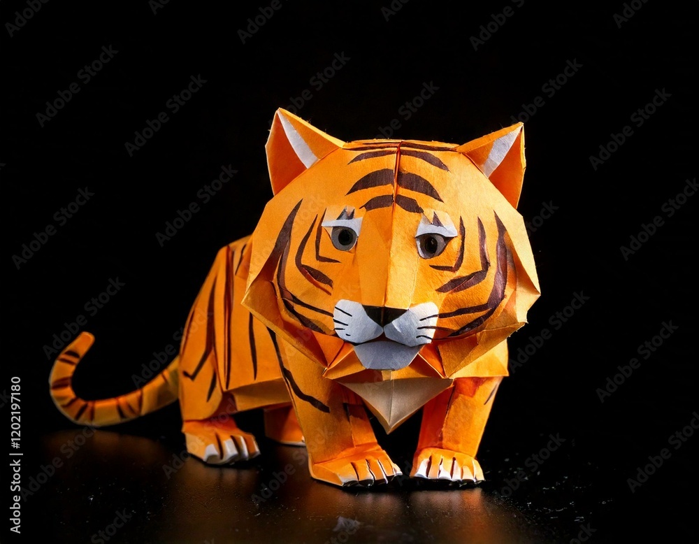 paper tiger on a black background