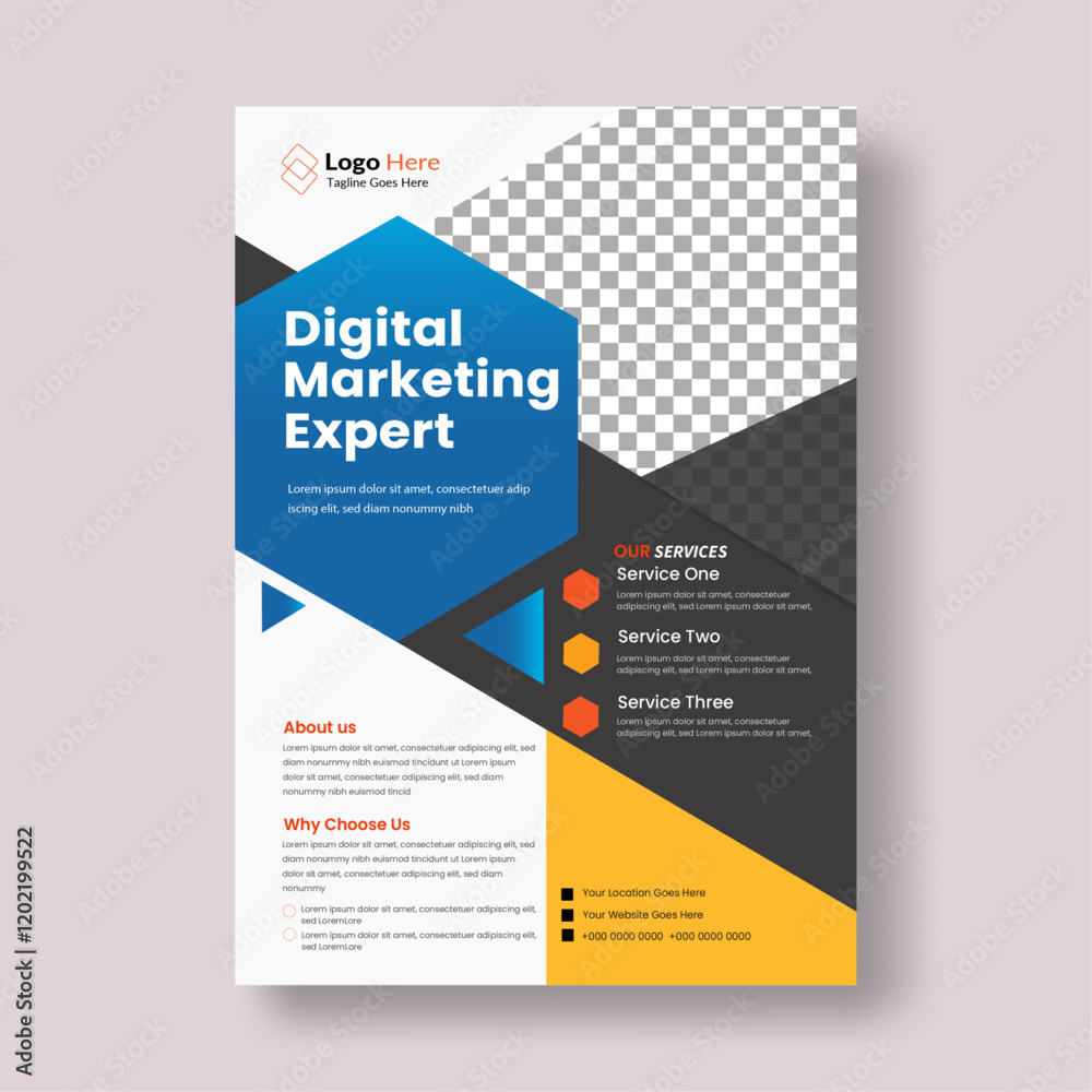 Fototapeta premium Creative Corporate Modern Business Flyer design template Or Promotional Business A4 size Brochure Design, advertise, flyer and Creative design.
