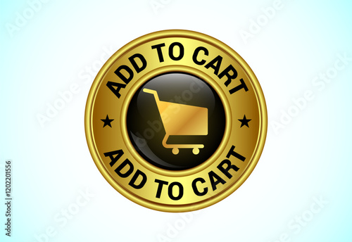 Add To Cart button in gold color. Suitable for mobile app, and website. shopping cart, online shopping