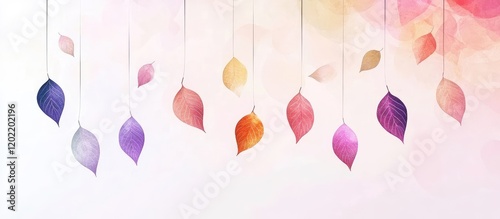 Wallpaper Mural Colorful hanging leaves with soft blurred background and copy space for text Torontodigital.ca