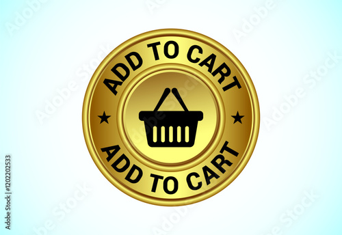 Add To Cart button in gold color. Suitable for mobile app, and website. shopping cart, online shopping
