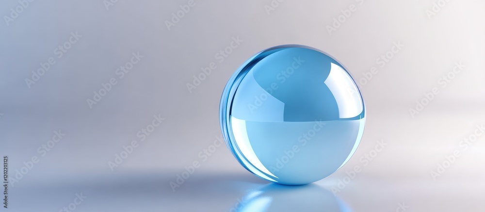 Blue glossy sphere with reflections on a soft gradient background featuring ample Copy Space for text placement. Blue glossy sphere with reflections on a soft gradient background featuring ample Copy Space for text placement.