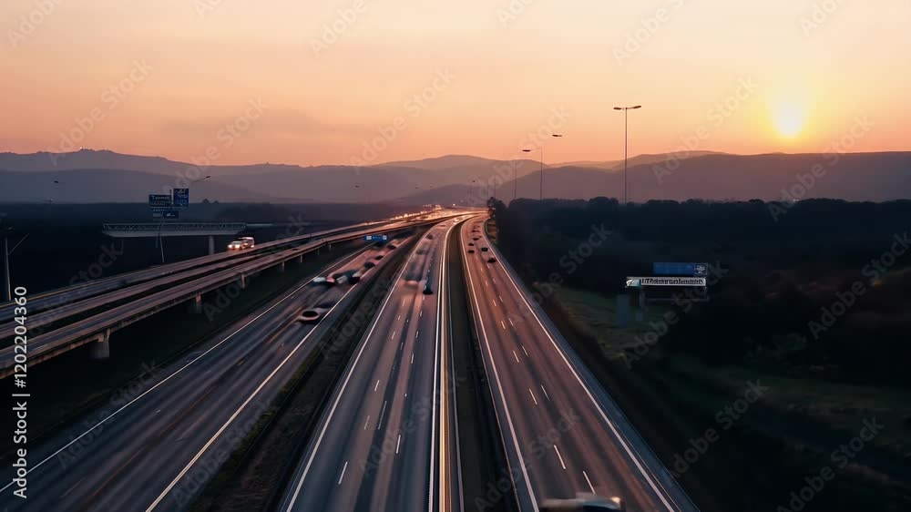 trafin sunset highway travel traffic highway road light motion sunset transportation street asphalt transport car perspective evening speed rush crowded way red dusk journey summer driving tied-up