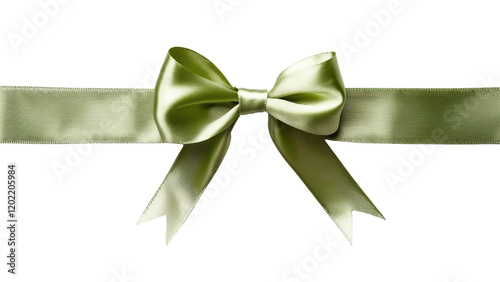 Elegant green satin ribbon bow with tails for decoration