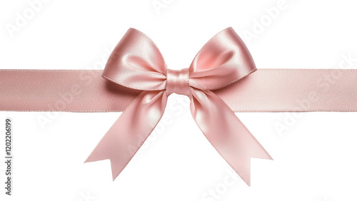 Elegant pink satin bow with ribbon for gifts and decorations