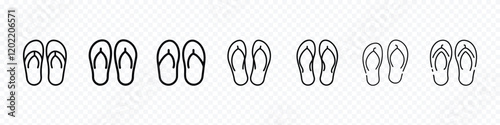 Sandals icon, Summer Flip Flops line icon. Flip Flops Outline Icon, Suitable for Sandals, Footwear, Slipper Icon
