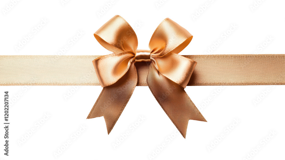 Elegant golden ribbon bow on satin ribbon, perfect for gifts Elegant golden ribbon bow on satin ribbon, perfect for gifts