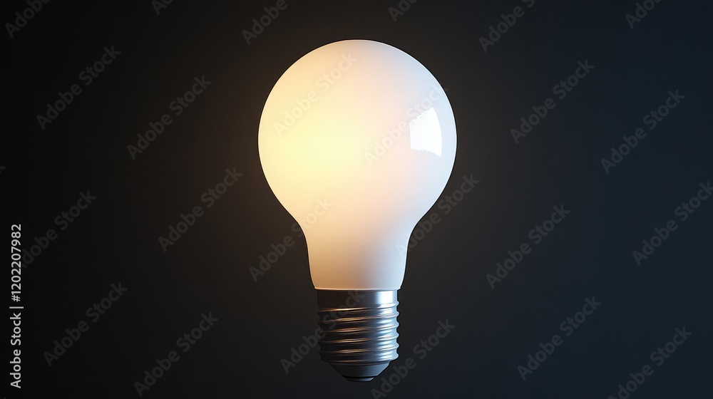 Illuminated light bulb on dark background with copy space for text placement