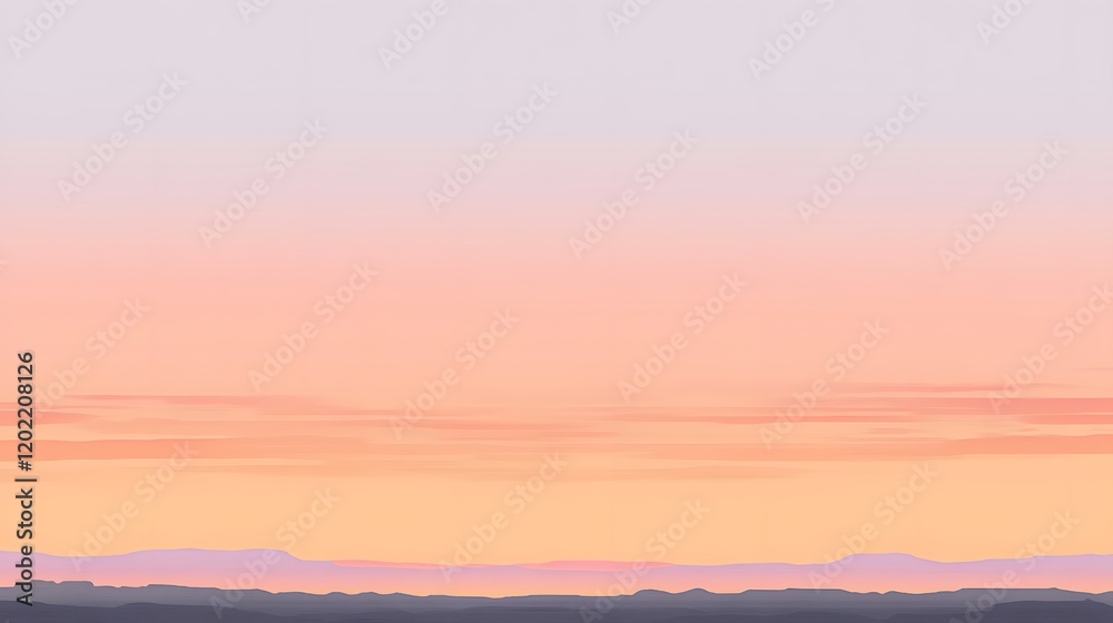 Fototapeta premium Pastel Sunset Over Silhouetted Distant Mountains