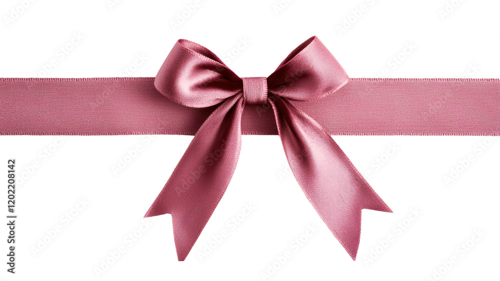 Elegant pink ribbon bow with smooth texture and long tails Elegant pink ribbon bow with smooth texture and long tails