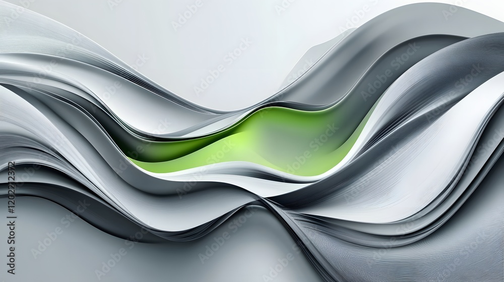 Fototapeta premium Abstract Gray and Green Wave Design Artwork
