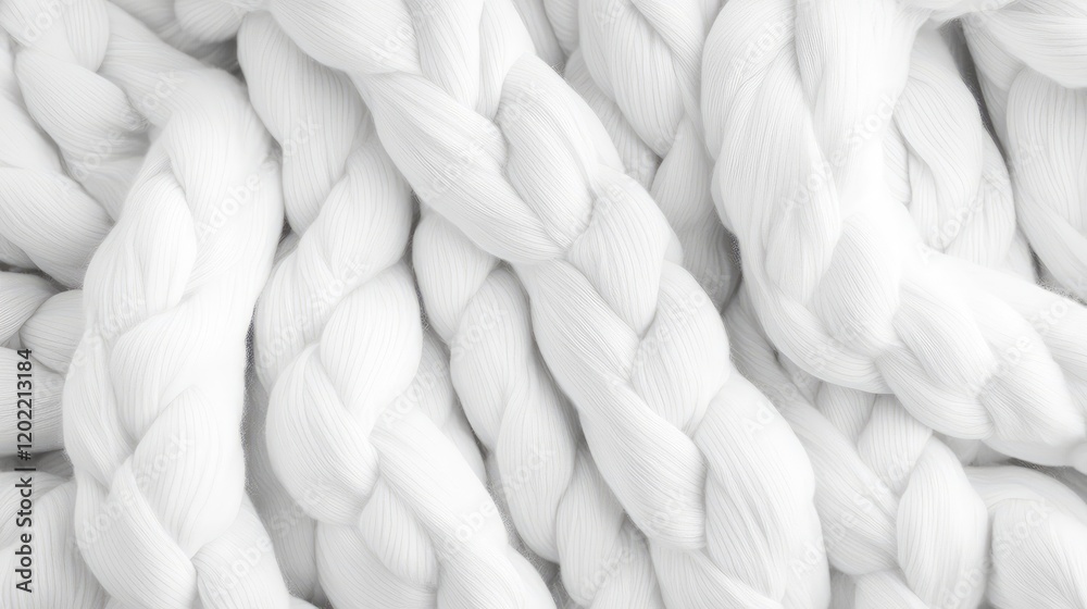 Fototapeta premium White braided fabric texture background with intricate patterns and ample Copy Space for text placement