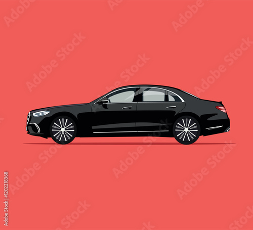 Modern car on a red background Vector illustration