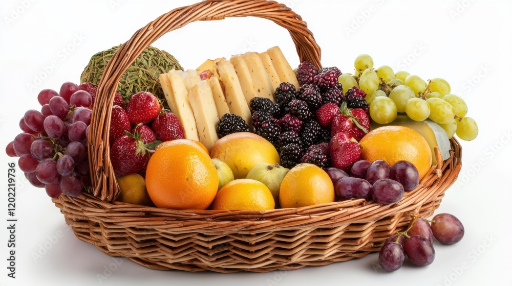 Basket filled healthy food in market Basket filled healthy food in market
