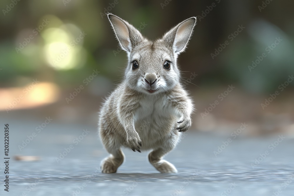 Adorable baby rabbit hopping towards the camera Adorable baby rabbit hopping towards the camera