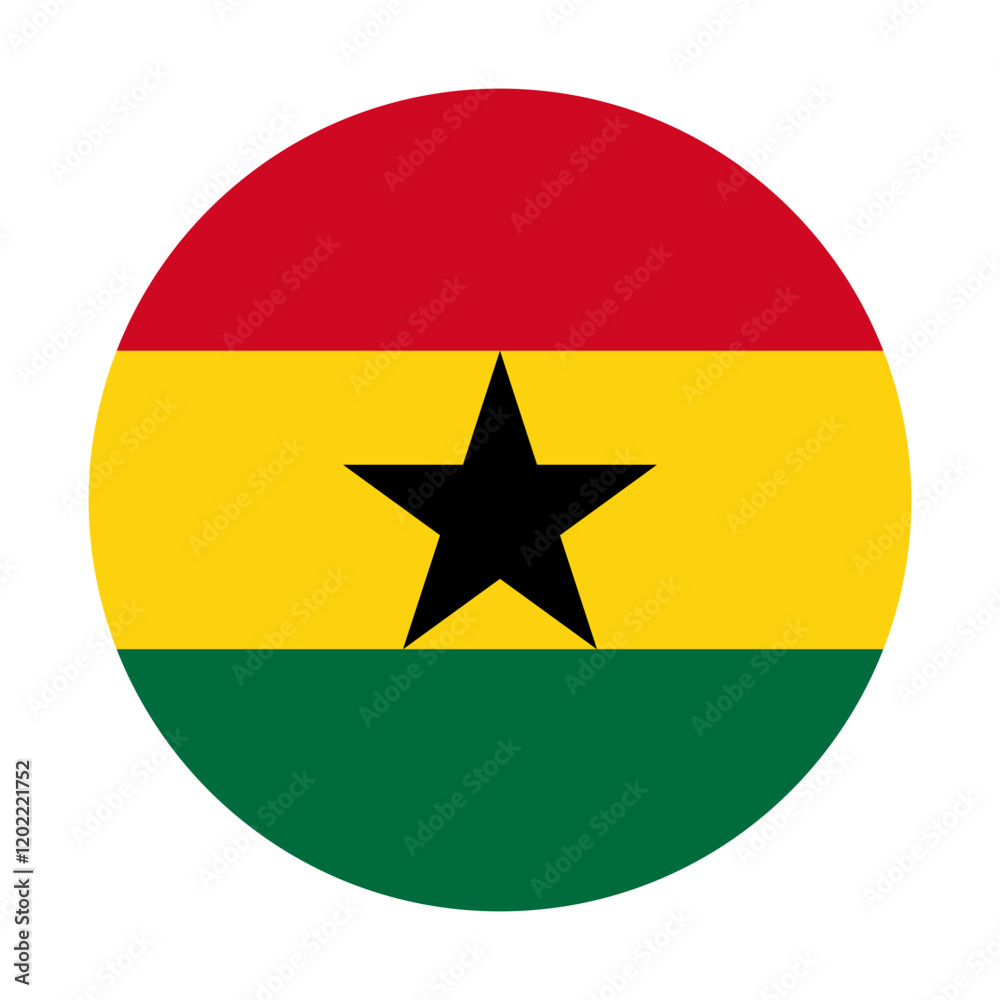 Flag of Ghana round shape, national symbol Flag of Ghana round shape, national symbol