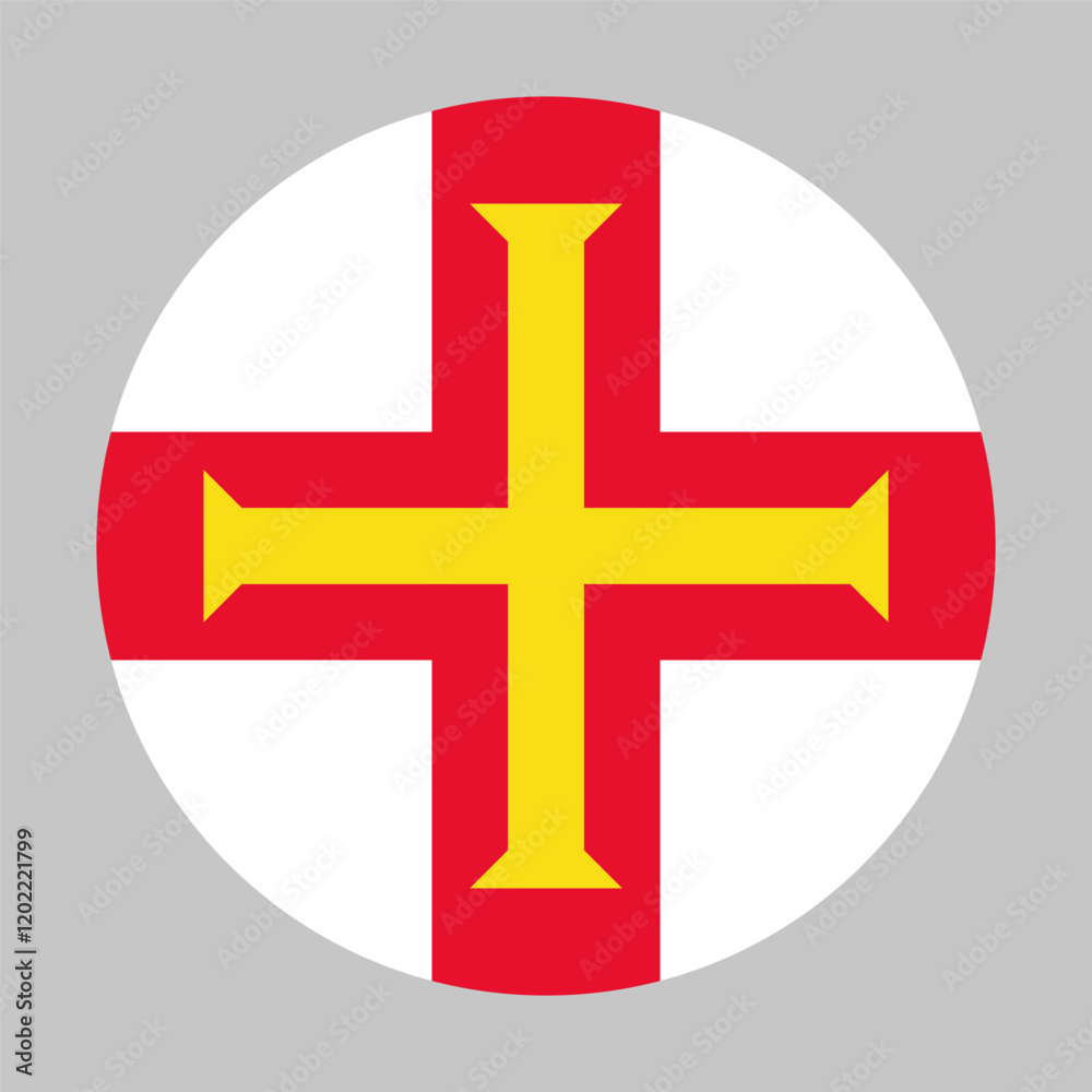 Flag of Guernsey round shape, national symbol Flag of Guernsey round shape, national symbol