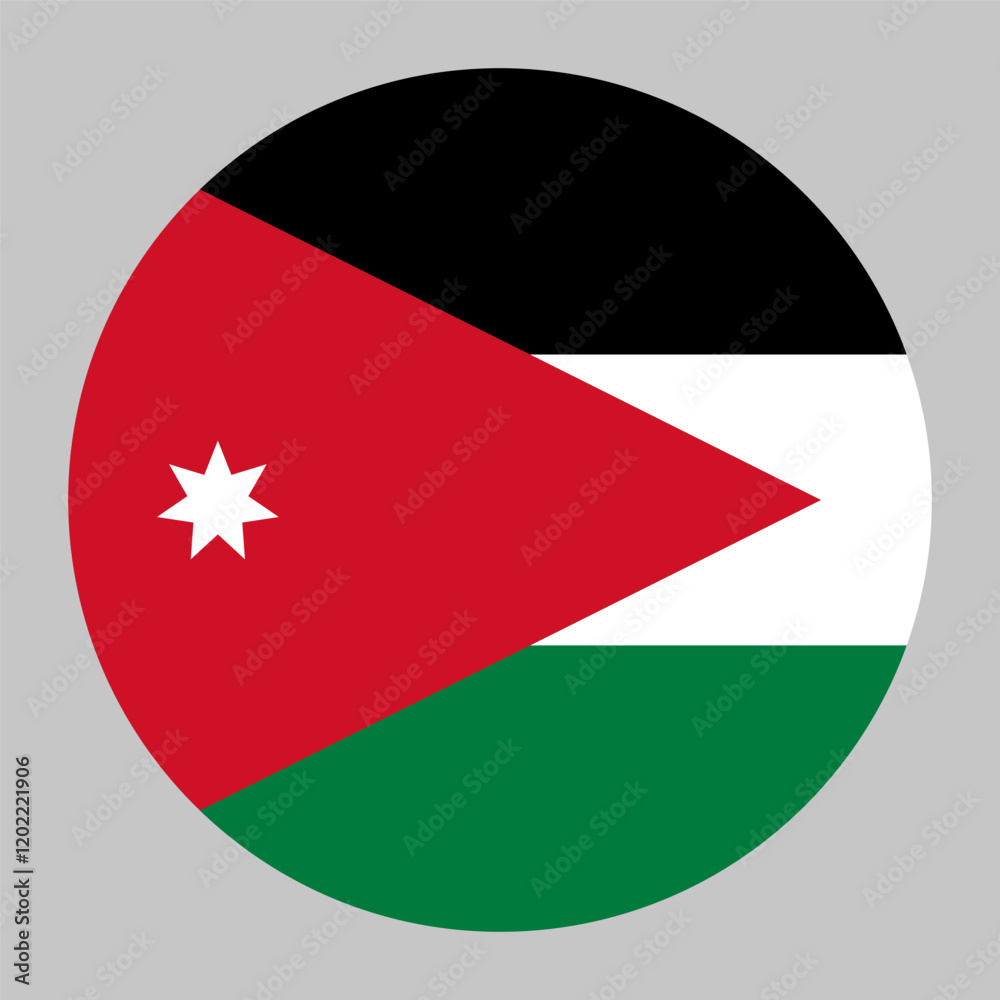 Flag of Jordan round shape, national symbol Flag of Jordan round shape, national symbol