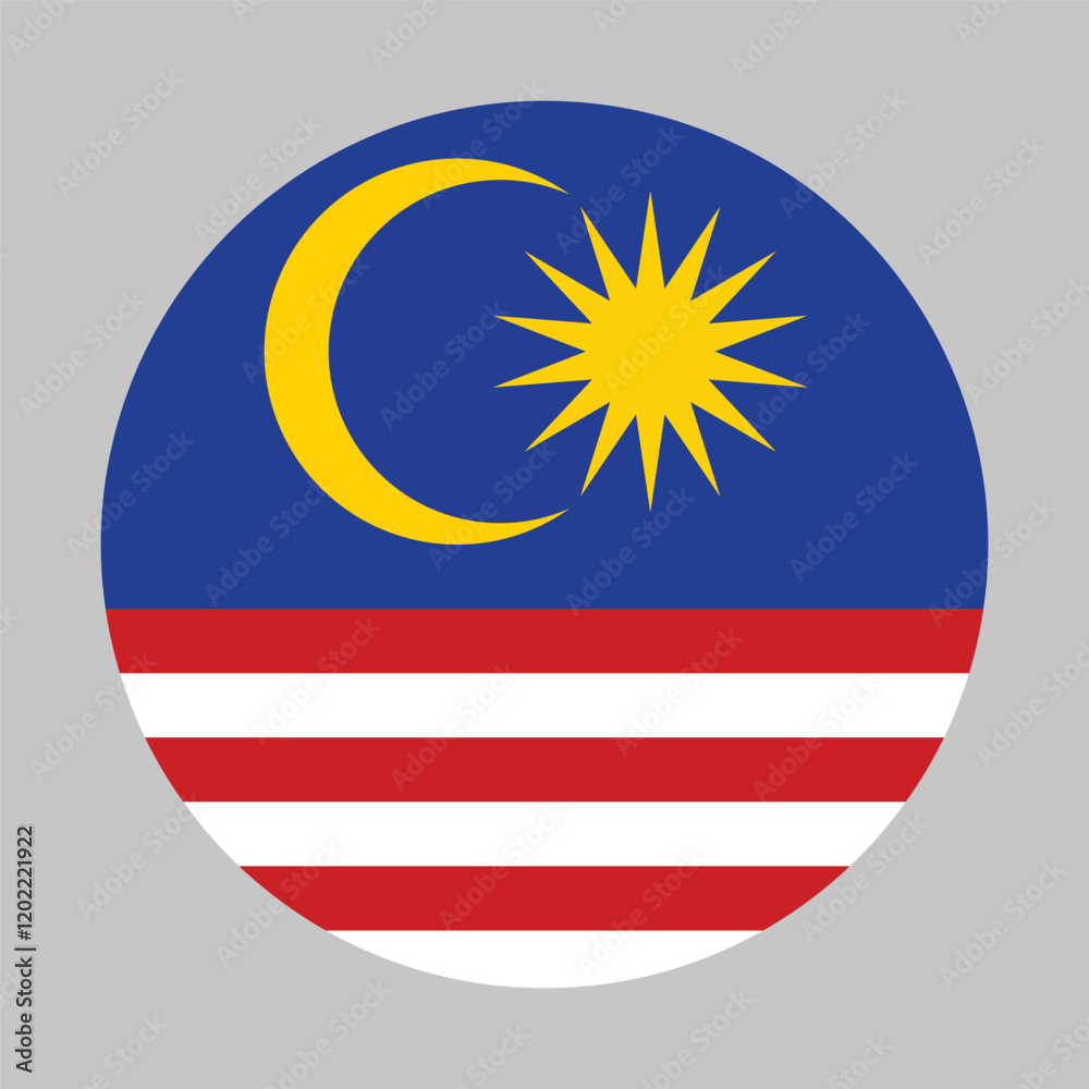 Obraz premium Flag of Malaysia round shape, national symbol