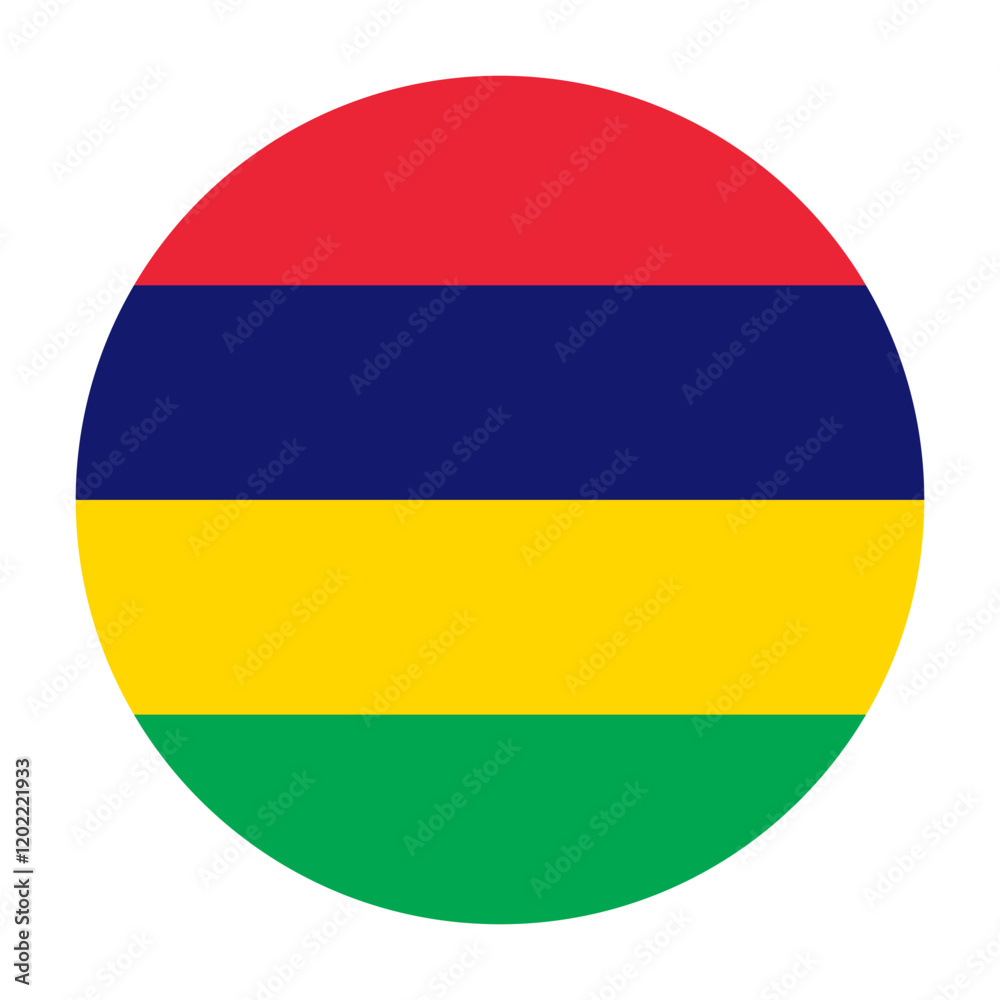 Flag of Mauritius round shape, national symbol Flag of Mauritius round shape, national symbol