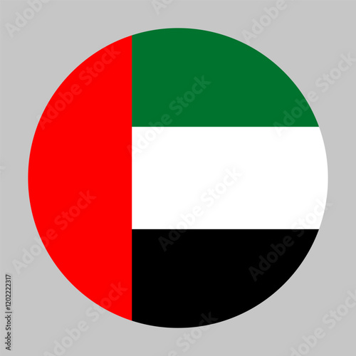 Flag of United Arab Emirates round shape, UAE national symbol